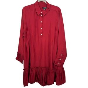 J. Crew Burgundy Red Amelia popover shirt-dress in drapey viscose twill Size XXL